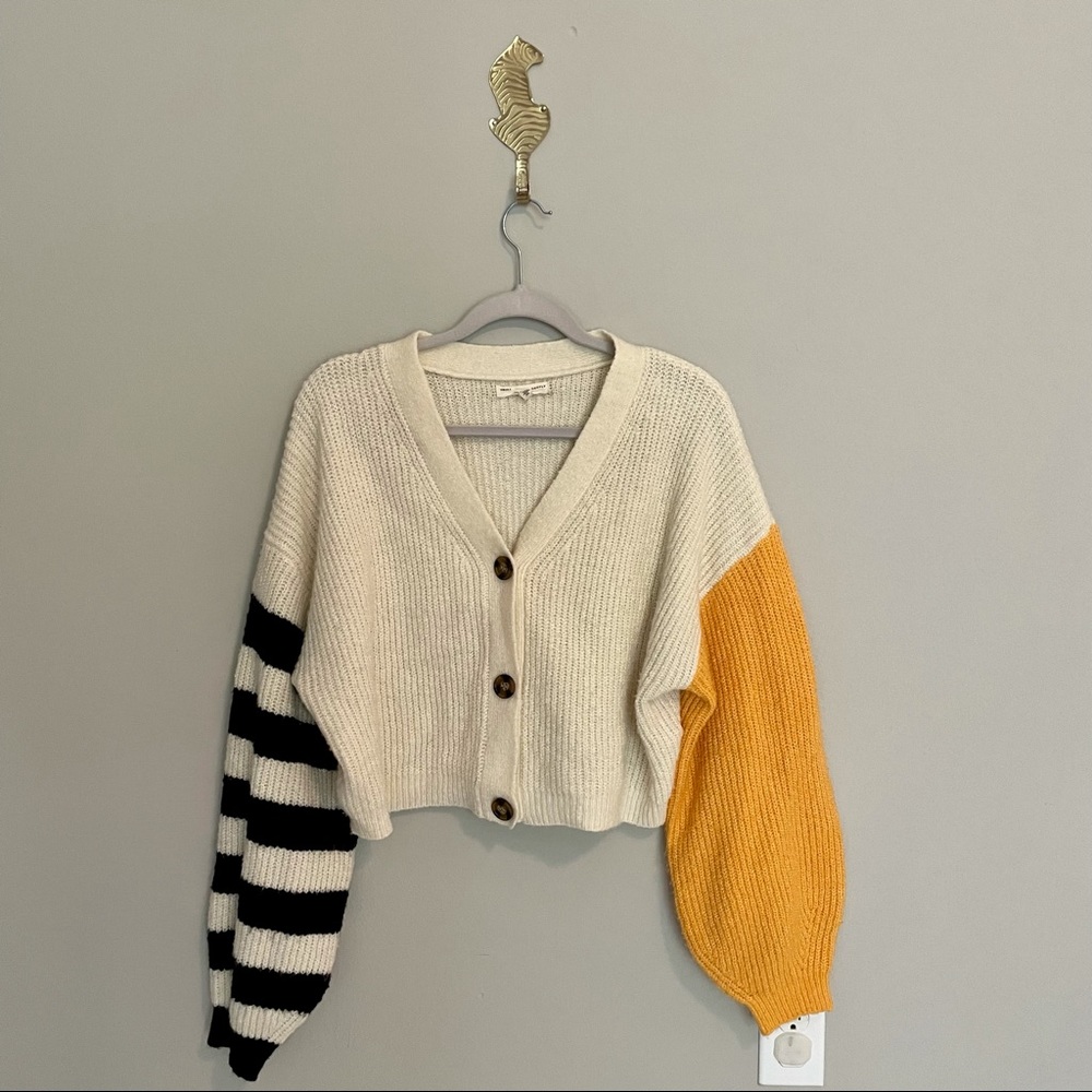 Cream, yellow and stripe cardigan